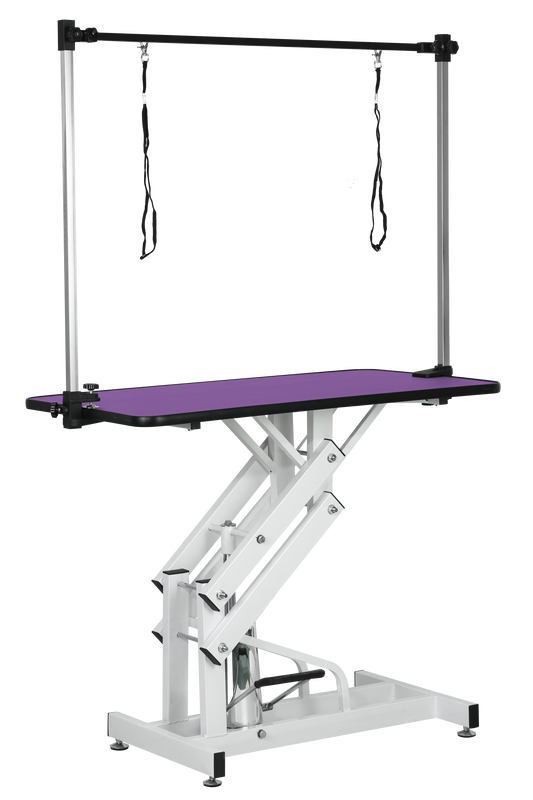 42.5inch hydraulic pet grooming table with "h" arm purple